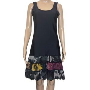 Jean Paul Gaultier Black Dress with Colorful Hem